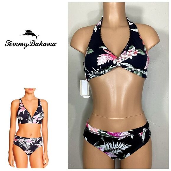New. Tommy Bahama ginger flower halter bikini. XS-top/S-bottom. Retails $174 - Picture 1 of 12